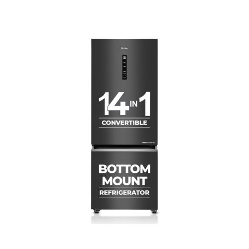 Haier 325 L 3 Star Frost Free Bottom Mount Double Door Refrigerator (HEB-333GB-P, Graphite Black, Brushline Silver)