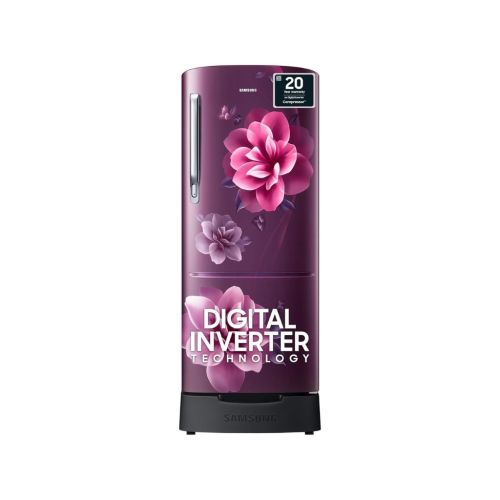 Samsung 183 L, 4 Star, Digital Inverter, Direct-Cool Single Door Refrigerator (RR20C1824CR/HL, Red / Camellia Purple)