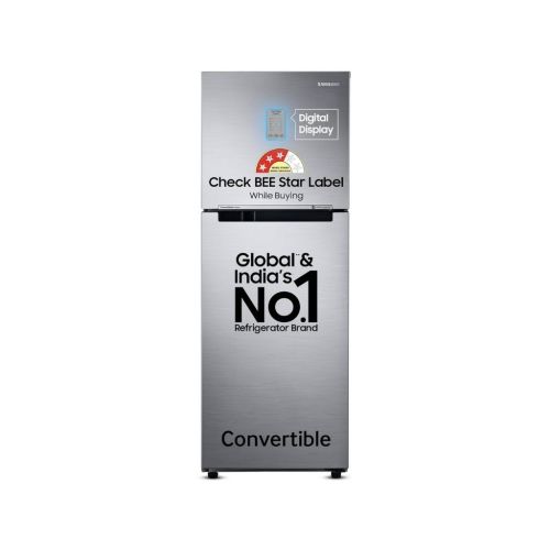 Samsung 236 L, 3 Star, Digital Inverter, Frost Free Double Door Refrigerator (RT28C3053S8/HL, Silver, Elegant Inox)