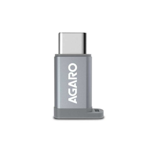 AGARO Micro USB to Type-C OTG Adapter (Metallic Grey)