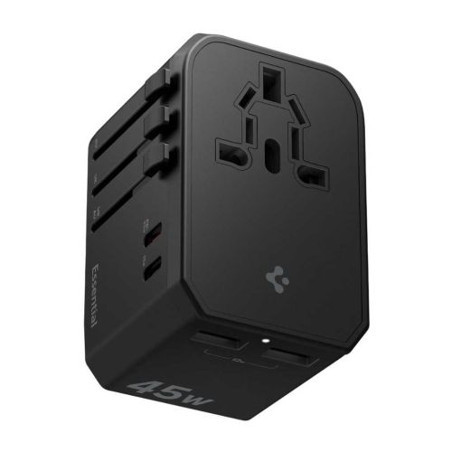 Spigen Universal Travel Adapter 45W Multi-Port Charger (Black)