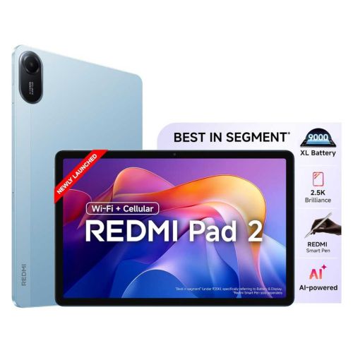 Redmi Pad 2 11" 2.5K Tablet (4GB RAM + 128GB, Wi-Fi + Cellular, Sky Blue)
