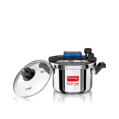 Prestige Flip-On Mini Svachh Stainless Steel Outer Lid Pressure Cooker with Glass Lid