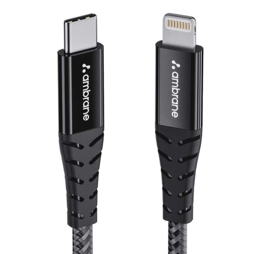 Ambrane Type-C to Lightning USB Cable, 22.5W Fast Charging, 480Mbps Data Sync Cable (1.25m, ABTL-125 Black)