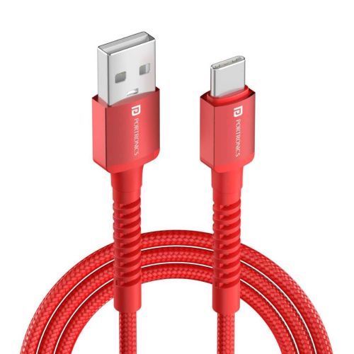 Portronics Konnect X 60W 6A USB-A to Type-C Fast Charging Cable (Red)