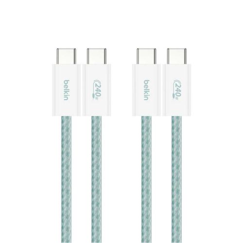 Belkin Braided USB-C to USB-C Cable Pack of 2, 240W PD Fast Charging (1.5M, Green)