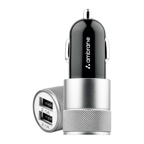  Ambrane 12W Fast Car Charger Dual USB Output (ACC74)