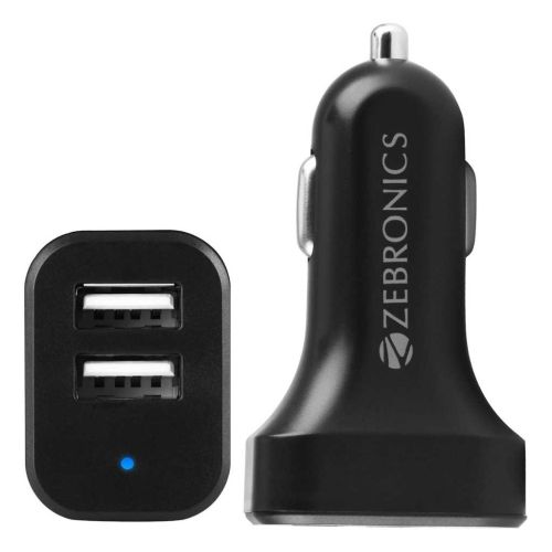 Zebronics CC242A3 10.5W Dual USB Car Charger with Type-C Cable