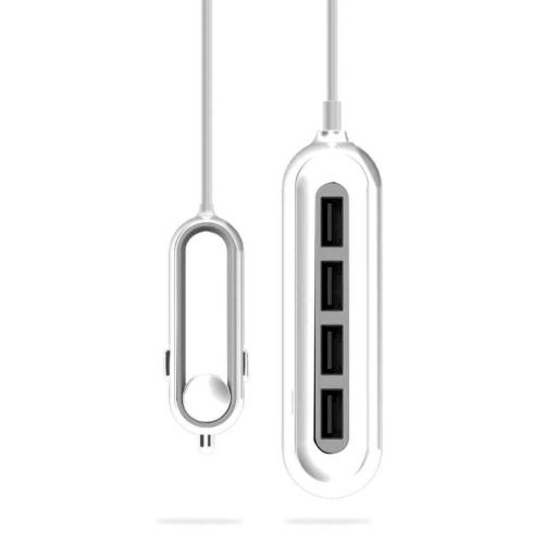 Portronics Car Power III POR-620 6A Car Charger with 4 USB Ports (White)