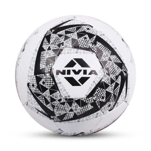 Nivia Black & White Football | Rubberized Stitched | 32 Panel | Hard Ground Training Ball | Size 4 (Men/Women)