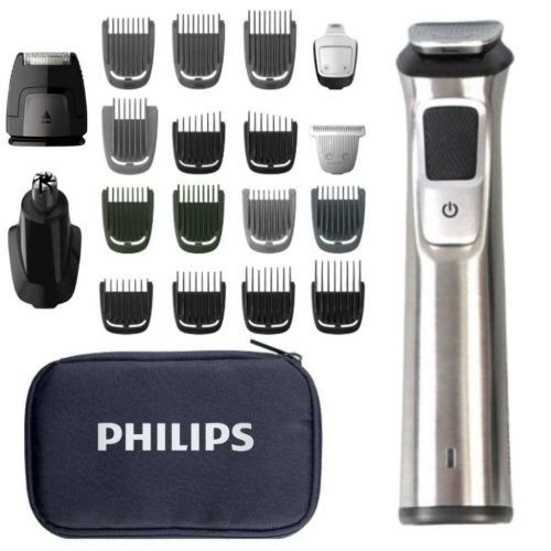 Philips Norelco Multigroom Men's Beard Grooming Kit with Trimmer for Head, Body & Face – Stainless Steel with Travel Case