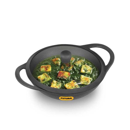 Hawkins Futura Cast Iron Kadhai 3.5 Litre with Glass Lid