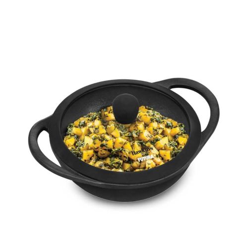 Hawkins Futura Cast Iron Kadhai 1.5 Litre with Glass Lid