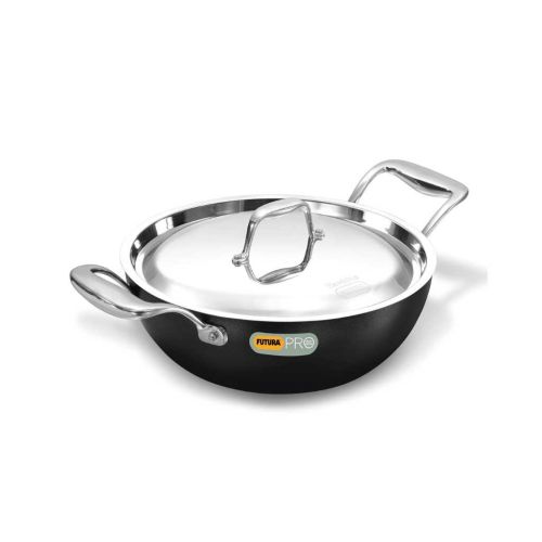 Hawkins Futura Pro Nonstick Deep-Fry Pan Kadhai 2.5 Litre with Stainless Steel Lid