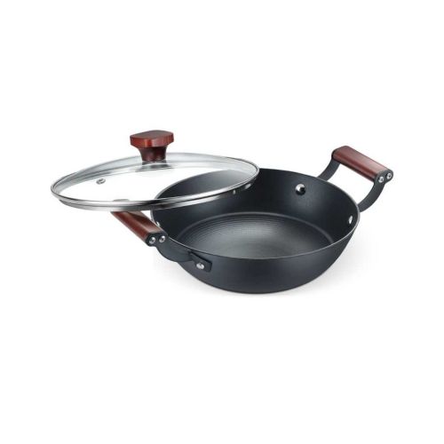 Prestige Castlite Patterned Enamel Coated Cast Iron Kadai 20 cm