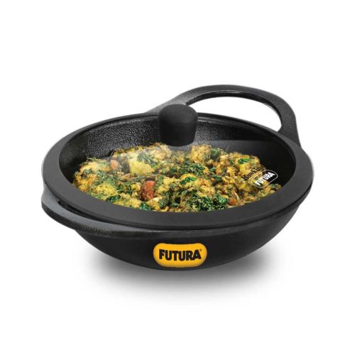 Hawkins Futura Cast Iron Kadhai 2 Litre with Glass Lid