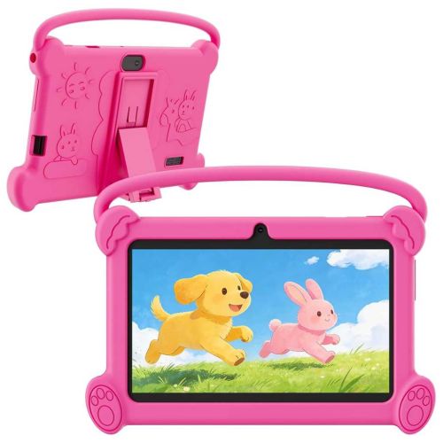 DIGITHINK Kids Tablet 7" (4GB RAM + 32GB, Android, Rose Red Protective Case)