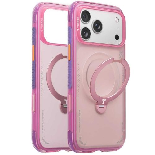 TORRAS Ostand Q3 Air Case for iPhone 17 Pro Max (Neon Pink, 360° Magnetic Stand, MagSafe Compatible, Military-Grade Protection)