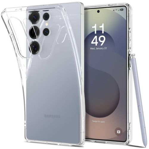 Spigen Liquid Crystal Case for Samsung Galaxy S25 Ultra (Crystal Clear, Flexible TPU, Air Cushion Protection)
