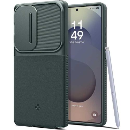 Spigen Optik Armor Case for Samsung Galaxy S25 Ultra (Abyss Green, TPU + Polycarbonate, Camera Protection Cover)