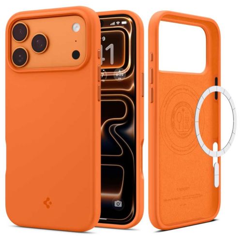 Spigen Silicone Fit MagFit Back Cover Case for iPhone 17 Pro Max (Cosmic Orange, MagSafe Compatible, Smooth Silicone Finish)
