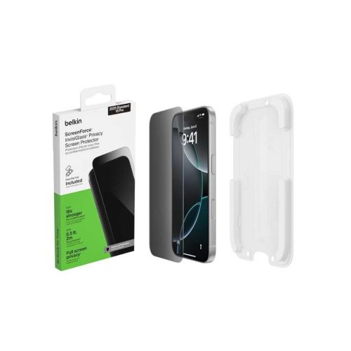 Belkin EZ Align Privacy Tempered Glass Screen Protector for iPhone 17 / iPhone 16 Pro