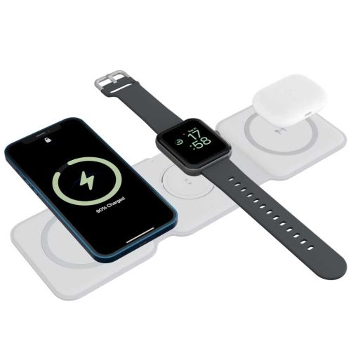 Ambrane AeroSync Tripad 3-in-1 Wireless Charger 20W – White